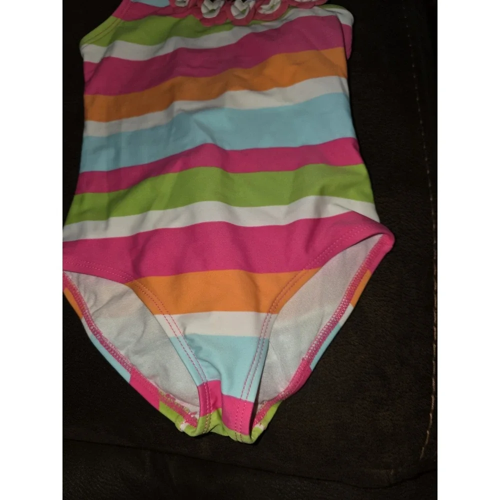 Gymboree growing flowers striped bathing swim‎ suit size 3